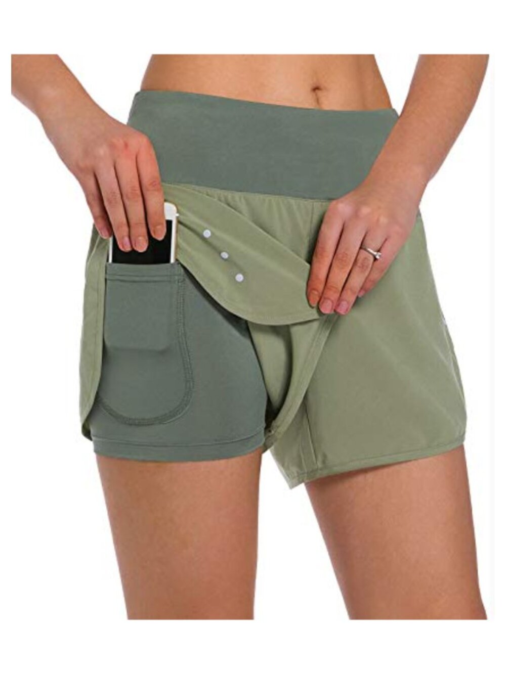 2 in 1 Running Shorts Lightweight Athletic Workout Gym Yoga Shorts Liner with